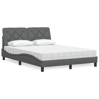 Bed met matras stof donkergrijs 140x200 cm