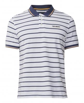 Tenson polo Gian heren katoen wit/blauw Tenson polo Gian heren katoen wit/blauw