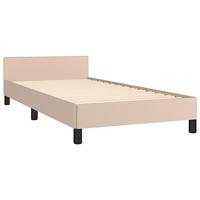 Bedframe met hoofdbord kunstleer cappuccinokleurig 100x200 cm - thumbnail