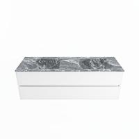 MONDIAZ VICA-DLUX 150cm badmeubel onderkast Talc 2 lades. Inbouw wastafel CLOUD dubbel zonder kraangat, kleur Lava. - thumbnail