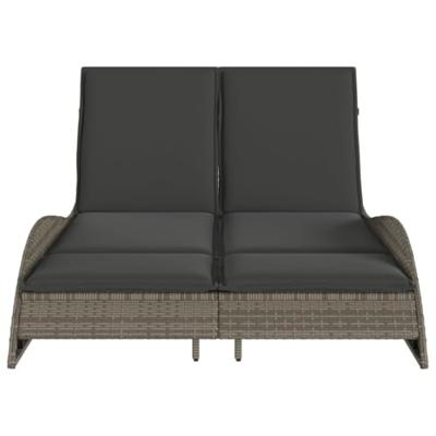 Ligbed met kussens 114x205x73 cm poly rattan grijs