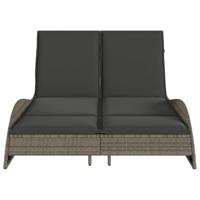 Ligbed met kussens 114x205x73 cm poly rattan grijs - thumbnail