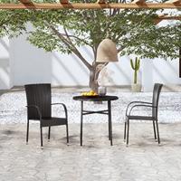3-delige Tuinset poly rattan zwart - thumbnail