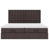 Ottoman bed met matrassen 200x200cm stof donkerbruin - thumbnail