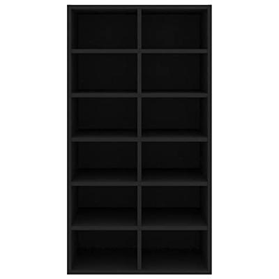 VidaXL Schoenenrek 54x34x100,5 cm bewerkt hout zwart VidaXL Schoenenrek 54x34x100,5 cm bewerkt hout zwart