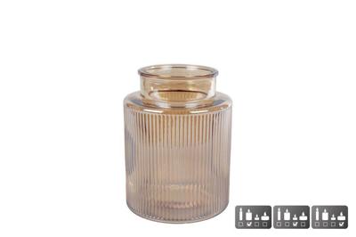 Vaas/windlicht Niamh S luster amber glas