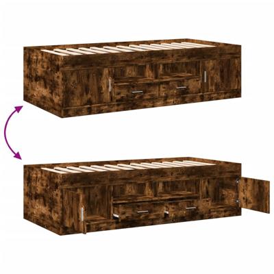 Slaapbank met lades zonder matras 90x200 cm gerookt eikenkleur