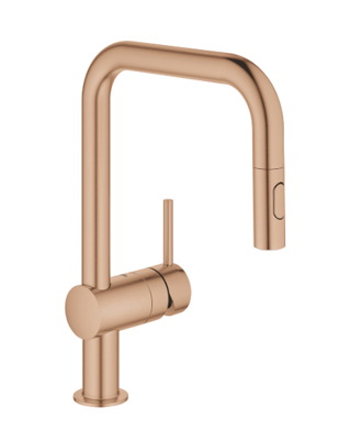 Keukenmengkraan GROHE Minta U-Uitloop Uittrekbare Dual Spray Warm Sunset Geborsteld Keukenmengkraan GROHE Minta U-Uitloop Uittrekbare Dual Spray Warm Sunset Geborsteld