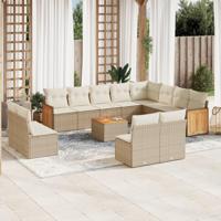 13-delige Loungeset met kussens poly rattan beige - thumbnail