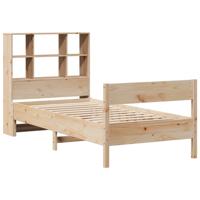 Bed met boekenkast zonder matras massief grenenhout 120x190 cm - thumbnail