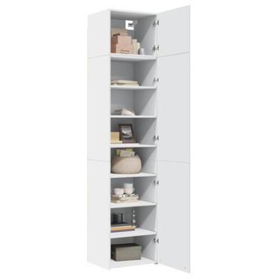 Opbergkast smal 50x42,5x225 cm bewerkt hout wit