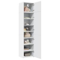 Opbergkast smal 50x42,5x225 cm bewerkt hout wit - thumbnail