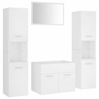 Badkamermeubelset bewerkt hout wit - thumbnail
