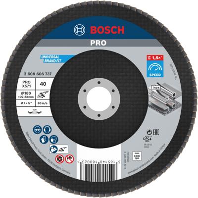 Bosch Accessoires 1 lamellenschijf 180 x571, best for metal haaks, k40 - 2608606737 Bosch Accessoires 1 lamellenschijf 180 x571, best for metal haaks, k40 - 2608606737