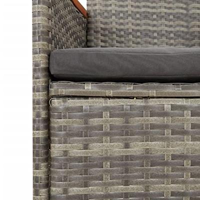 Tuinstoelen 2 st met kussens poly rattan grijs - thumbnail