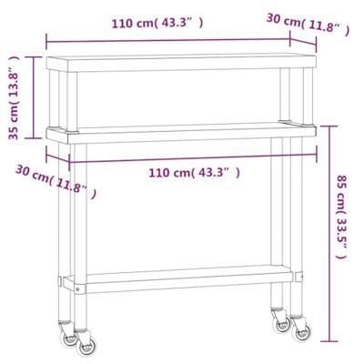 VidaXL Keukenwerktafel met bovenschap 110x30x120 cm roestvrij staal VidaXL Keukenwerktafel met bovenschap 110x30x120 cm roestvrij staal