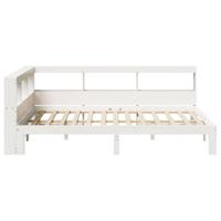 Bed met boekenkast zonder matras grenenhout wit 140x190 cm - thumbnail