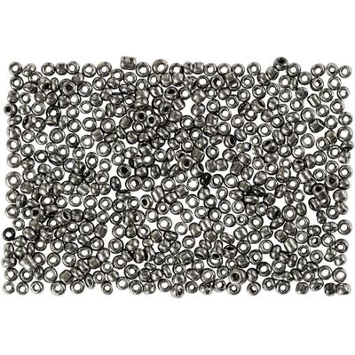 Creativ Company Rocailles, d 1,7 mm, afm 15/0, gatgrootte 0,5-0,8 mm, grey metal, 25 gr/ 1 doos