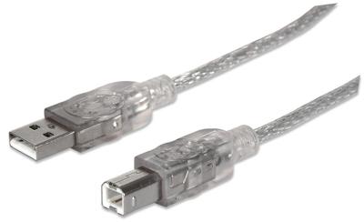 Manhattan 340458 USB-kabel USB 2.0 USB-A stekker, USB-B stekker 3.00 m Zilver Manhattan 340458 USB-kabel USB 2.0 USB-A stekker, USB-B stekker 3.00 m Zilver