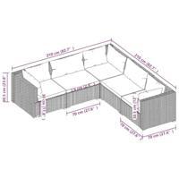 5-delige Loungeset met kussens poly rattan bruin - thumbnail