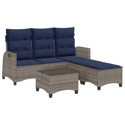 3-delige Tuinbankstel met kussens L-vormig poly rattan grijs