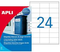 Apli Weerbestendige etiketten ft 64,6 x 33,8 mm (b x h), 480 stuks, 24 per blad, doos van 20 blad - thumbnail