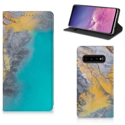 Samsung Galaxy S10 | Standcase | Marble Blue Gold Samsung Galaxy S10 | Standcase | Marble Blue Gold