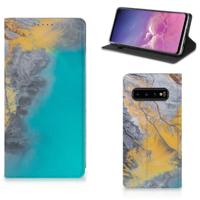 Samsung Galaxy S10 | Standcase | Marble Blue Gold - thumbnail