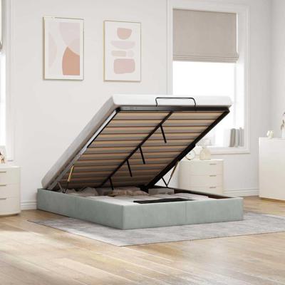Ottoman bedframe zonder matras 140x200 cm fluweel lichtgrijs