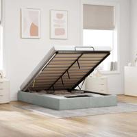 Ottoman bedframe zonder matras 140x200 cm fluweel lichtgrijs - thumbnail