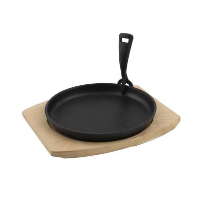 Gietijzeren grillpan met onderlegger uit bamboe Barbecook - Barbecook
