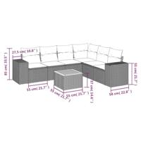 7-delige Loungeset met kussens poly rattan zwart - thumbnail