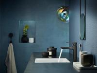 Hansgrohe Metropol 110 wastafelkraan - 18.4cm hoog - push open waste - voorsprong 13.5cm - brushed black chrome (antraciet) 32507340 - thumbnail