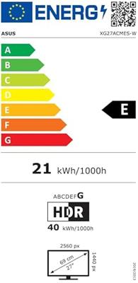 Asus ROG Strix XG27ACMES-W Gaming monitor Energielabel E (A - G) 68.6 cm (27 inch) 2560 x 1440 Pixel 16:9 1 ms Hoofdtelefoonaansluiting IPS LCD