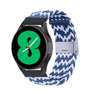 Braided nylon bandje - Blauw / wit - Samsung Galaxy Watch - 46mm / Samsung Gear S3 - thumbnail