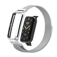 By Qubix - Milanese loop bandje met case - Zilver - Xiaomi Smart Band 7 Pro - thumbnail