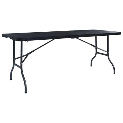 Tuintafel inklapbaar 180x75x72 cm HDPE en kunstrattan zwart Tuintafel inklapbaar 180x75x72 cm HDPE en kunstrattan zwart
