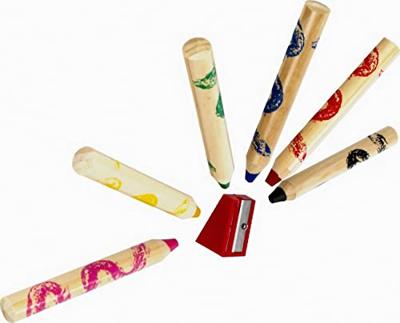 Jumbo Potloodkrijtjes, 6st. + Puntenslijper