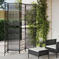 Kamerscherm 4 panelen poly rattan zwart - thumbnail