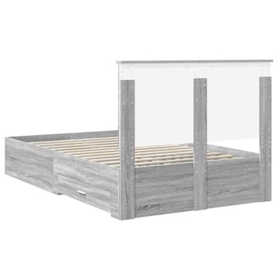 Bedframe met hoofdeinde Grijs Sonoma 135 x 190 cm Bewerkt hout