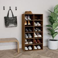 VidaXL Schoenenrek 54x34x100,5 cm bewerkt hout bruin eikenkleur - thumbnail