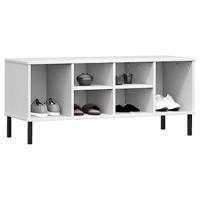 VidaXL Schoenenrek met metalen poten oslo 106x35x45 cm grenenhout wit - thumbnail