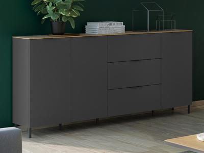 Dressoir CALIFA 3 deuren 3 lades navarra eik/grafiet Dressoir CALIFA 3 deuren 3 lades navarra eik/grafiet