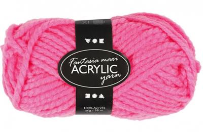 Creativ Company Fantasia acrylgaren, l: 35 m, maxi, neon roze, 50 gr/ 1 bol