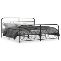 Bedframe met hoofd- en voeteneinde metaal zwart 200x200 cm - thumbnail
