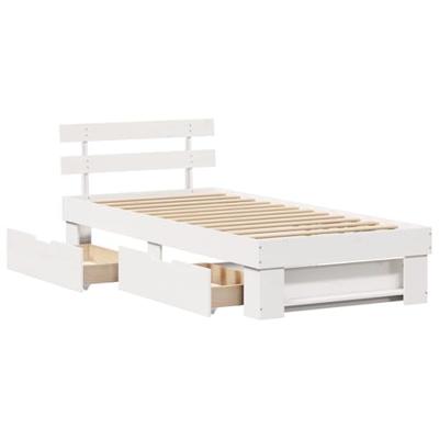 Bedframe met lade met hoofdeinde met opslag Wit 100 x 200 cm Massief grenenhout Bedframe met lade met hoofdeinde met opslag Wit 100 x 200 cm Massief grenenhout
