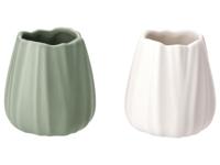 LIVARNO Set van 2 vazen (Groen/wit) - thumbnail