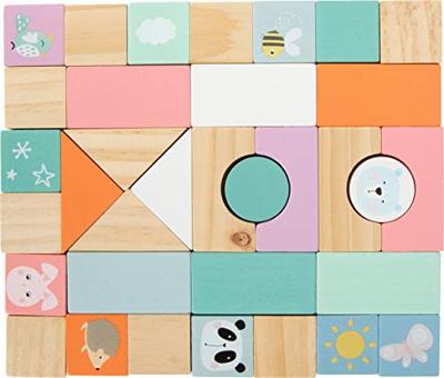 Pastel loopwagen met 34 blokken