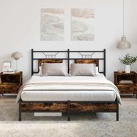Bedframe zonder matras hout gerookt eikenkleurig 137x190 cm - thumbnail