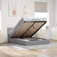Ottoman bed met matras 140x200cm stof lichtgrijs - thumbnail